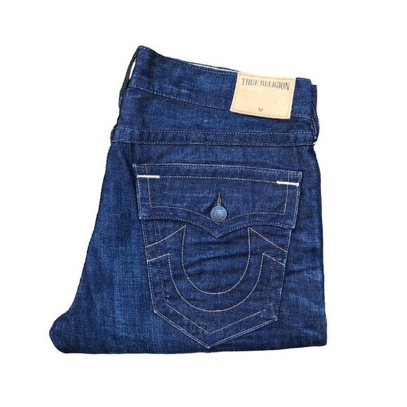 Brand New True Religion Jeans Size 34 RICKY Relaxed Straight Blue - Picture 9 of 11